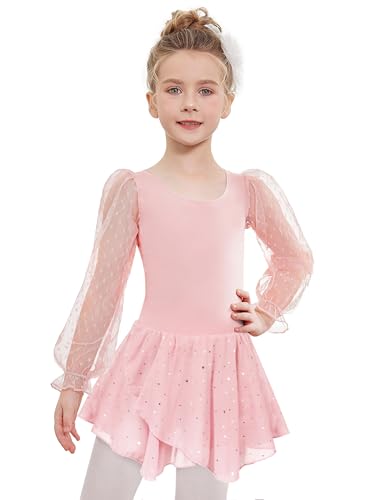Ballettkleid Mädchen Rosa Baumwolle Langarm Tütü Leotard 150/8-9 Jahre