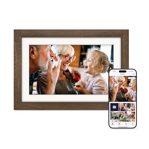 Produktbild: Eptusmey digitaler bilderrahmen WLAN 10,1 Zoll, 32 GB, HD Touchscreen, Holz