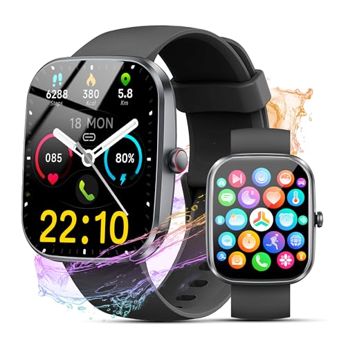 smartwatch mit telefonfunktion für herren und damen, 1.91" fitnessuhr, 100+ sportmodi, ip68 wasserdicht, schrittzähler, herzfrequenz, spo2, schlafmonitor, für ios android