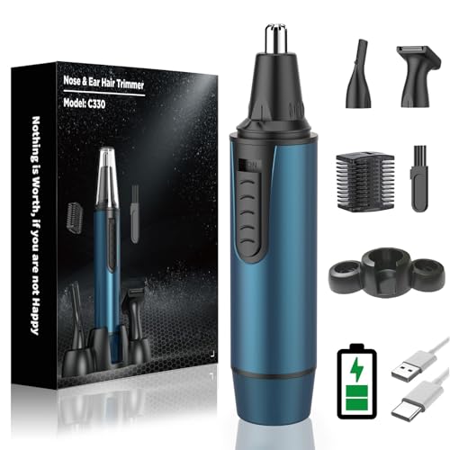 nasenhaartrimmer 3 in 1 für männer und frauen, usb wiederaufladbar, ipx7 wasserdicht, blau