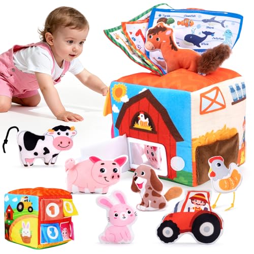 kidmance montessori spielzeug motorikspielzeug bauernhof 1-2 jahre mit rassel und tierfiguren