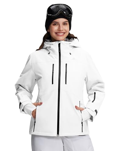pioneer camp damen winterjacke wasserdicht 20000mm atmungsaktiv mit kapuze weiß, M