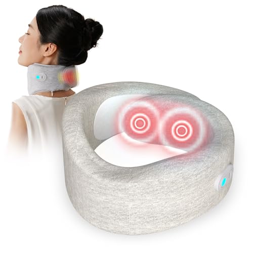 Produktbild: nackenstütze mit wärme und massagegerät von eproicks, memory foam für nackenschmerzen, grau