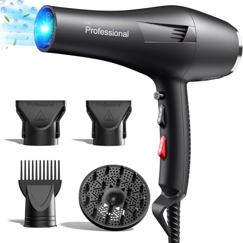ioniensystem fön happygoo, haartrockner mit diffusor und stylingdüsen, 3 heizstufen