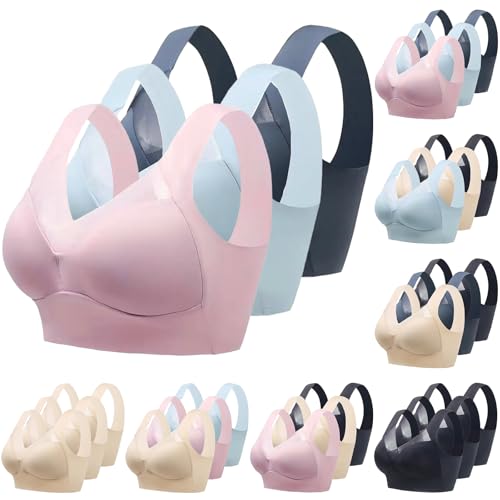 damen bustier ohne bügel, 3er pack, push-up effekt, nahtloser bralette, große größen