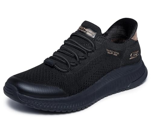 Skechers Bobs Squad 4 Dire Step Damen Slip-In Turnschuhe, Black Knit, 37.5 EU
