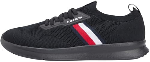 Tommy Hilfiger Herren Runner Sneaker Low Top Schwarz, Größe 43, Leichtgewicht