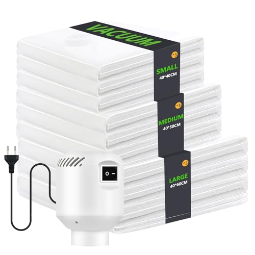 Produktbild: vakuumbeutel für kleidung 9er set mit elektrischer pumpe 40x40 40x50 40x60 PA PE