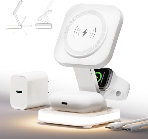 Produktbild: mag-safe ladegerät 5 in 1 mit 15w wireless für iphone 17/16/15/14/13/12, airpods, 25w netzteil, 1m usb-c kabel