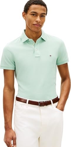 Tommy Hilfiger Herren Poloshirt 1985 Slim Fit Kurzarm Grün Crushed Mint L