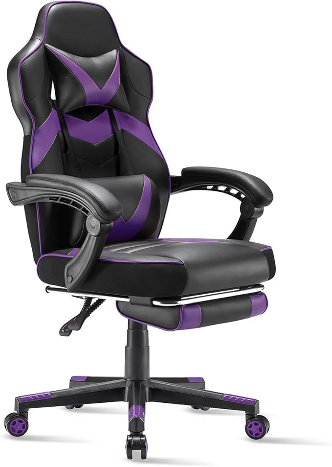 sunon gaming stuhl ergonomisch verstellbar rückenlehne fußbank 150 kg lila