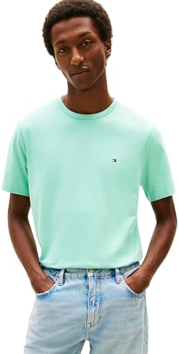 Tommy Hilfiger Herren T-Shirt Kurzarm Rundhalsausschnitt Türkis M