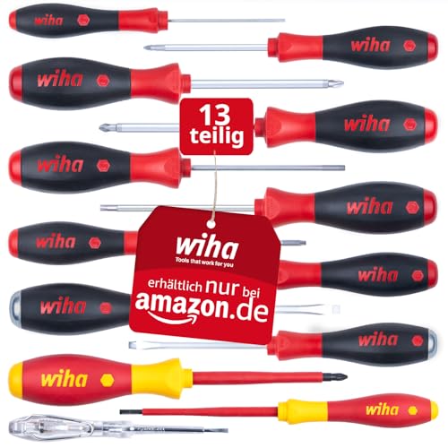 wiha schraubendreher set 13-teilig vde geprüft mit schlitz, kreuz, torx und phasenprüfer