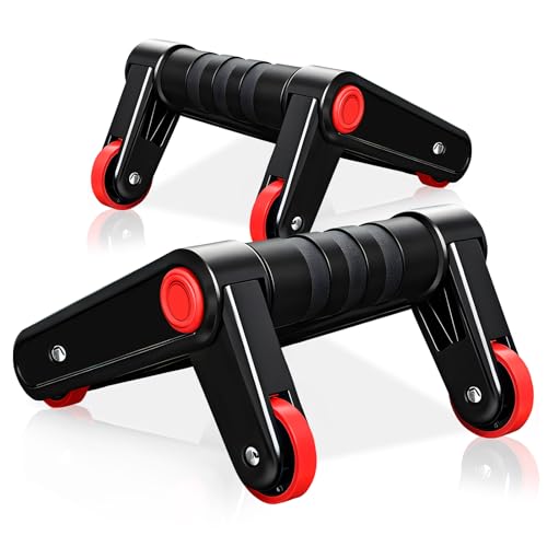 liegestützgriffe 3 in 1 bauchtrainer set mit fitnessbändern und tragetasche rot