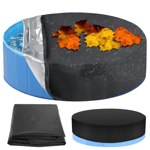 LOMUG poolabdeckung rund für hundepool, faltbar, uv-beständig, 160x30 cm
