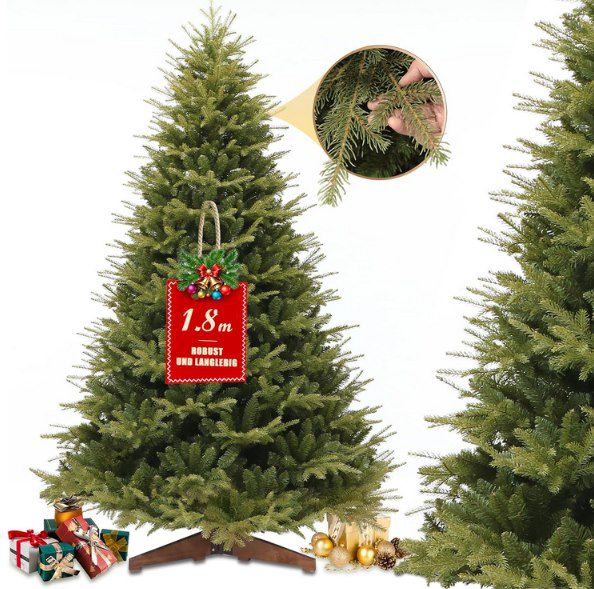 stanbow weihnachtsbaum 180cm mit holzständer, naturgetreu, 63,35