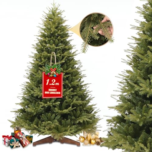 Stanbow Künstlicher Weihnachtsbaum 120 cm, naturgetreu, flammhemmend, mit Holzständer