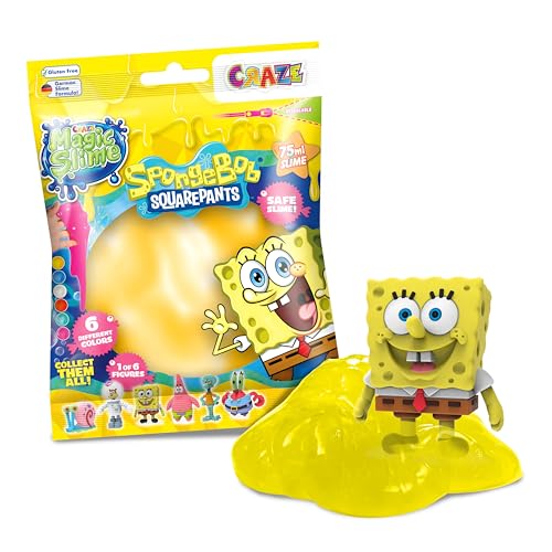 craze magic slime bag mit spongebob, 75ml geruchsneutraler kinder schleim
