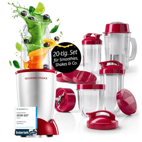 gourmetmaxx mixer 400 watt, smoothie maker mit to go deckel und zubehörset