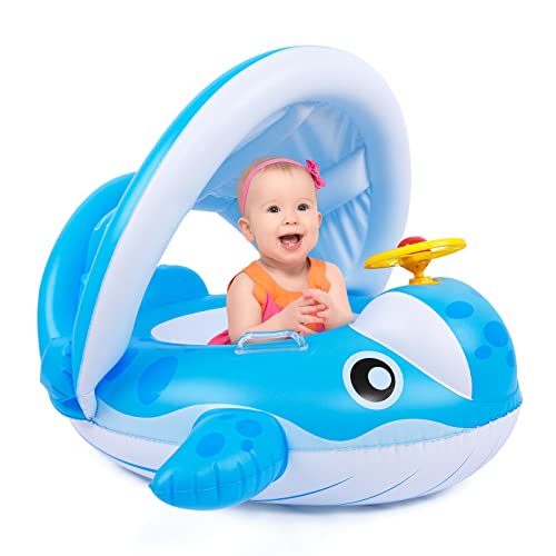 peradix wal baby schwimmring blau mit sonnendach für kleinkinder 9-36 monate