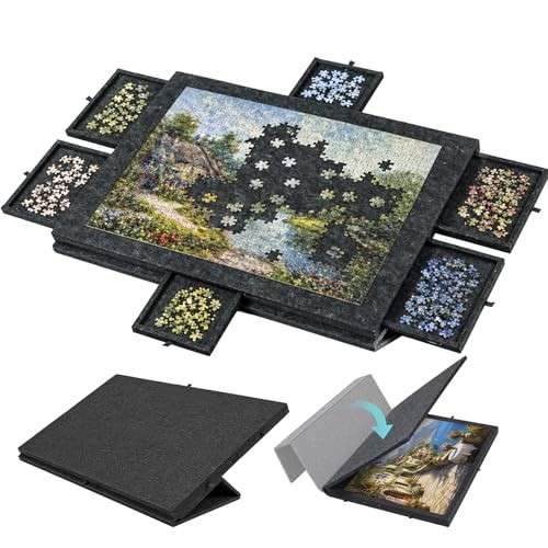 Puzzle-Aufbewahrungsbrett mit 6 Schubladen  Neigbare Filz-Puzzle-Platte 1000 Teile