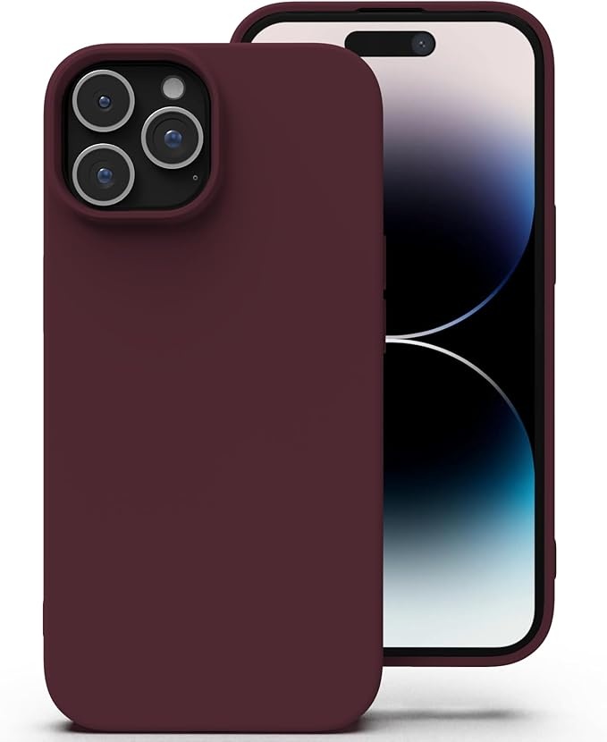 Zuvirelx Silikonhülle für iPhone 14 Pro Max, Dünn, Stoßfest, Burgunderrot