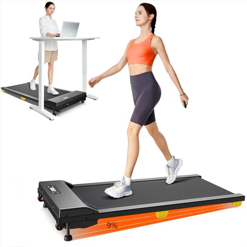 walking pad mit 9% steigung, 2,5 ps laufband mit stoßdämpfung für büro und zuhause