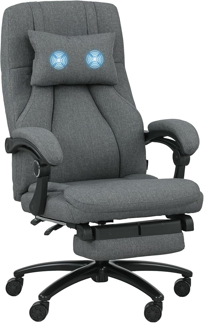 Bürostuhl mit Massagefunktion, ergonomisch, höhenverstellbar, dunkelgrau