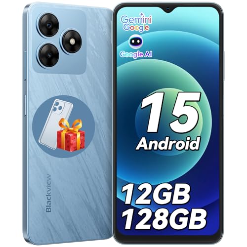blackview smartphone ohne vertrag android 15, 12GB+128GB, 6.56", 5000mAh, dual sim