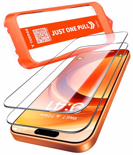 torras panzerglas für iPhone 17 Pro Max, 9H+, stoßfest, 2 Stück, kompatibel mit hülle