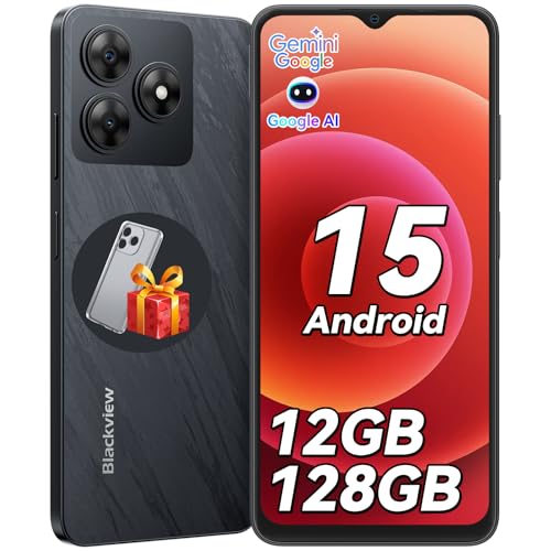 blackview smartphone ohne vertrag android 15, 12GB+128GB, 5000mAh, dual sim, 90Hz