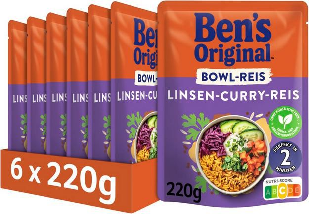 Bens Original Express Bowl-Reis Linsen Curry 6er Pack, ab 9,55