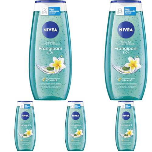 NIVEA Duschgel Frangipani & Oil, pH-hautneutral mit Ölperlen, 250 ml (5er Pack)