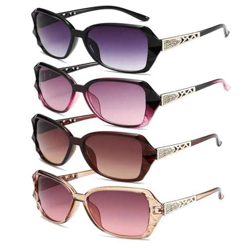Damen Sonnenbrille Polarisiert 4 Stück, UV400 Retro Vintage Glam Style