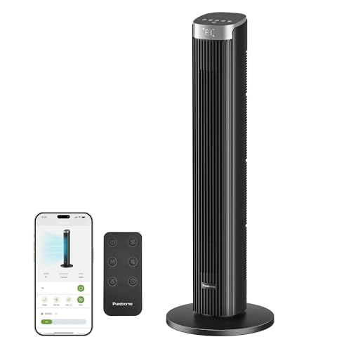turmventilator pureborne 91cm leise mit fernbedienung wlan 90 oszillation schwarz