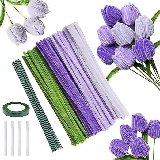 pfeifenputzer begonia 350 pcs basteln, 4 farben, mit blumendraht und klebeband