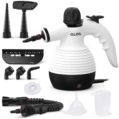 gloil tragbarer dampfreiniger mit 10 zubehörteilen für teppiche, vorhänge, sofas, küchen