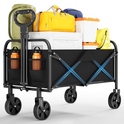 faltbarer bollerwagen xl mit 172 kg tragkraft, klappbarer handwagen schwarz