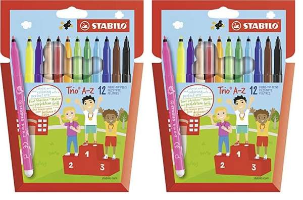 stabilo filzstift trio a-z 24er pack 12 verschiedene farben