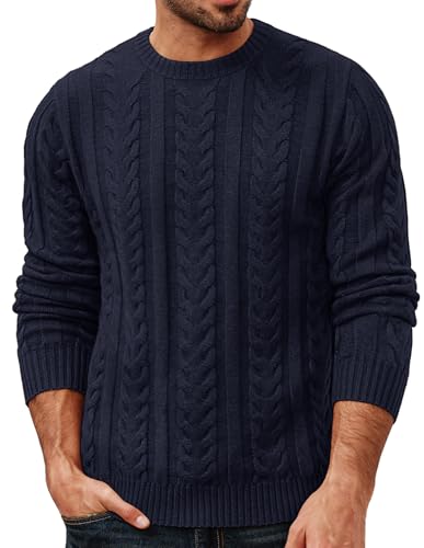 pj paul jones herren pullover rundhalsausschnitt blau zimt zimt m zopfstrick