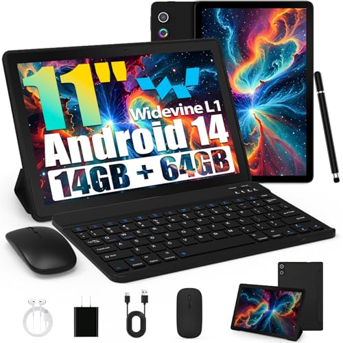 android tablet 11 zoll, 14gb ram, 64gb rom, octa-core, wifi 6, bt 5.3, 6800mah Akku