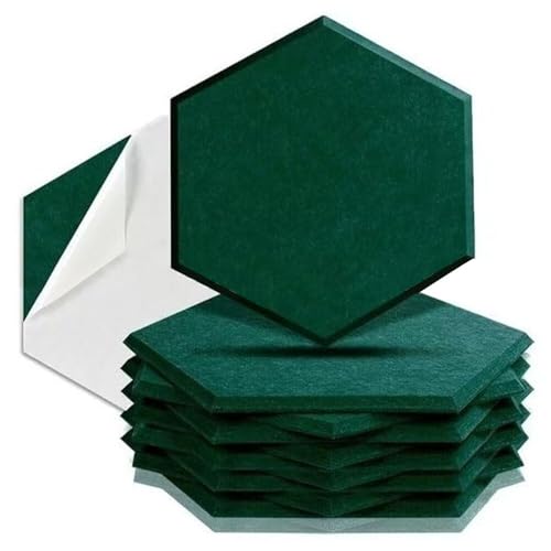 hexagon akustikplatten schallabsorber 12 stück 30 x 26 cm dunkelgrün für wanddeko