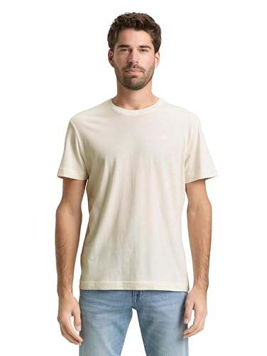 TOM TAILOR Herren Basic T-Shirt mit Stickerei in Schwarz oder Weiß