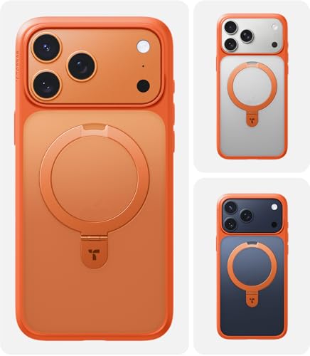 torras ostand q1 guardian hülle für iphone 17 pro mit magsafe, orange, kamerenschutz, ständer