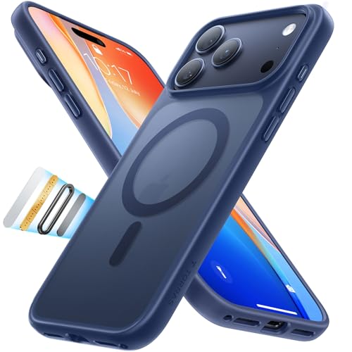 torras guardian-mag hülle für iphone 17 pro max, magsafe, stoßfest, matt blau