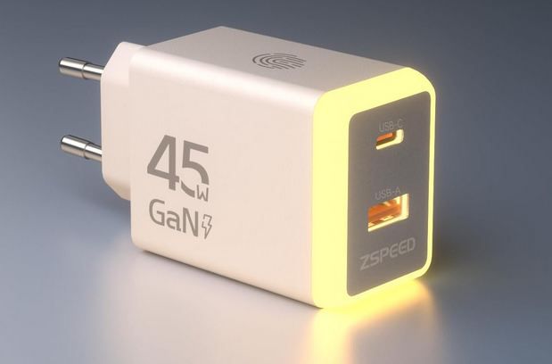 zspeed 2-port usb-c/a ladegerät 45w mit nachtlicht für 18,19 statt 26