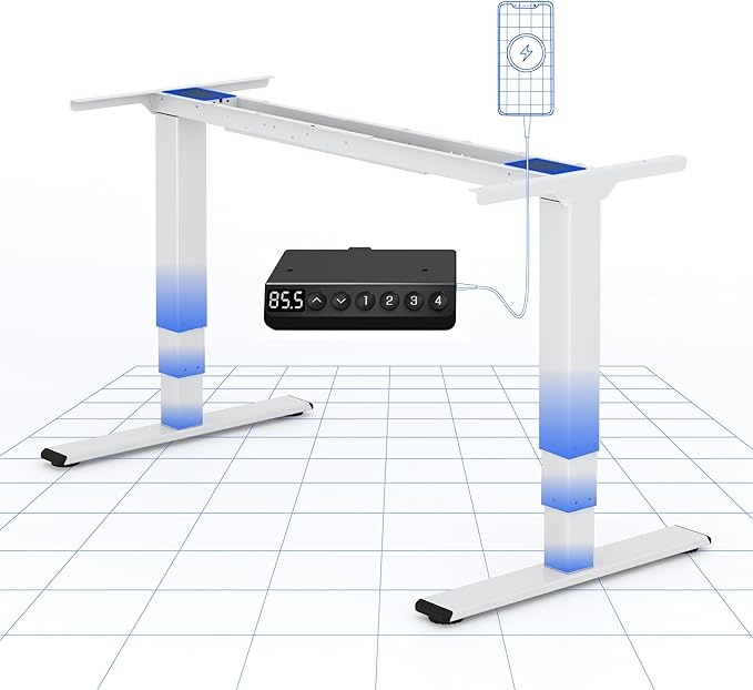 FLEXISPOT Höhenverstellbares Tischgestell 60-125 cm, Doppelmotor, USB, 4 Memory-Positionen