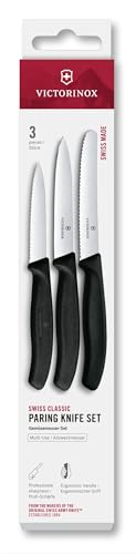Victorinox Swiss Classic Küchenmesser Set 3-teilig, Rostfreier Stahl, Schwarz