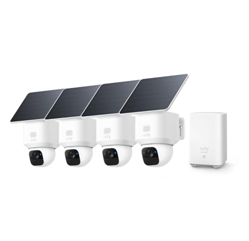 eufy eufyCam Sicherheitskamera Outdoor 4er-Pack, 2K, kabellos, Solar, KI-Tracking