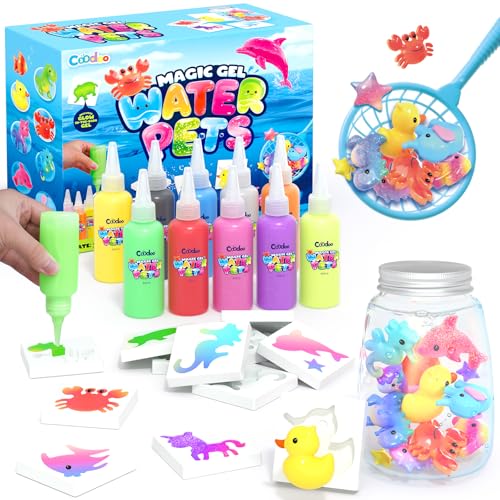 aqua gelz set, magisches wasser gel spielzeug mit 10 gel und 8 formen für kinder 4-6+